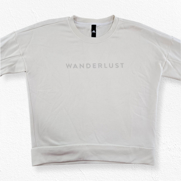 Adidas Wanderlust Cream Crewneck Sweatshirt Minimalist Pullover Unisex Size M/L - Picture 2 of 9